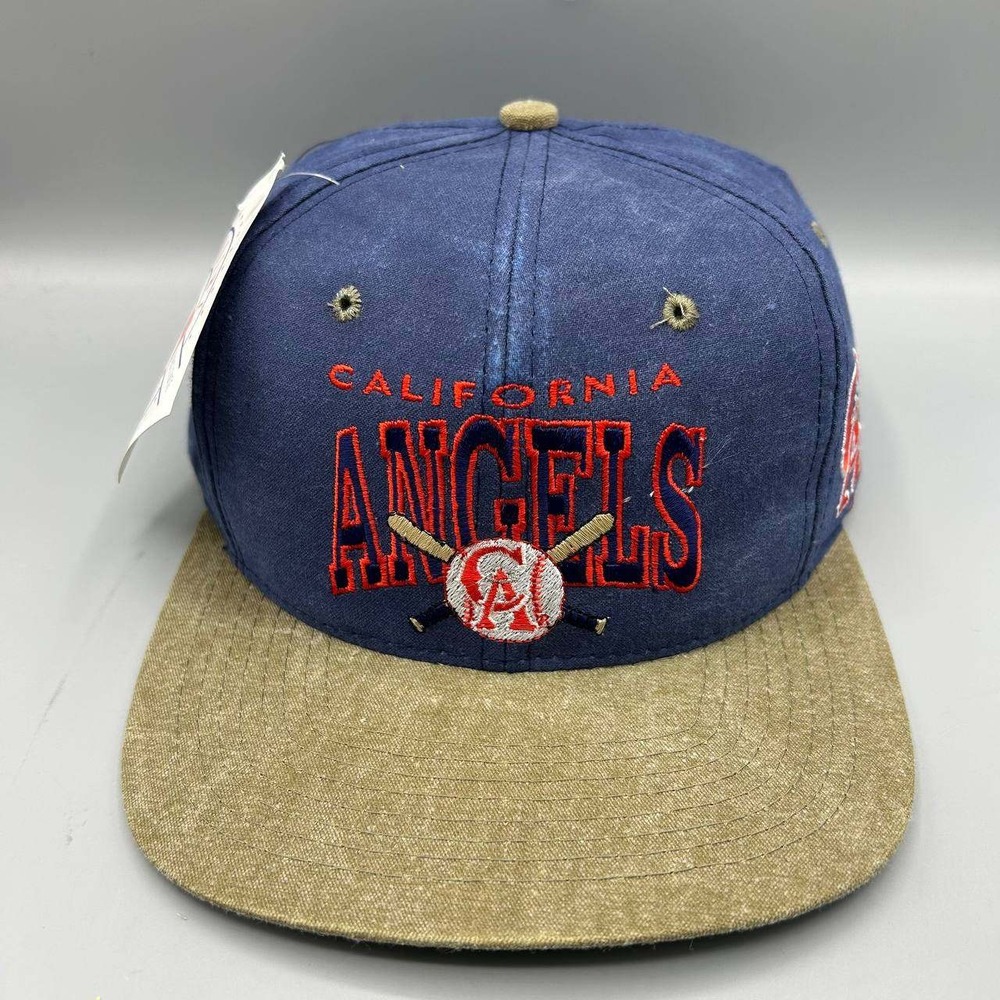 Vintage California Angels Hat Men Blue Brown Signatures Snap Back Cap New